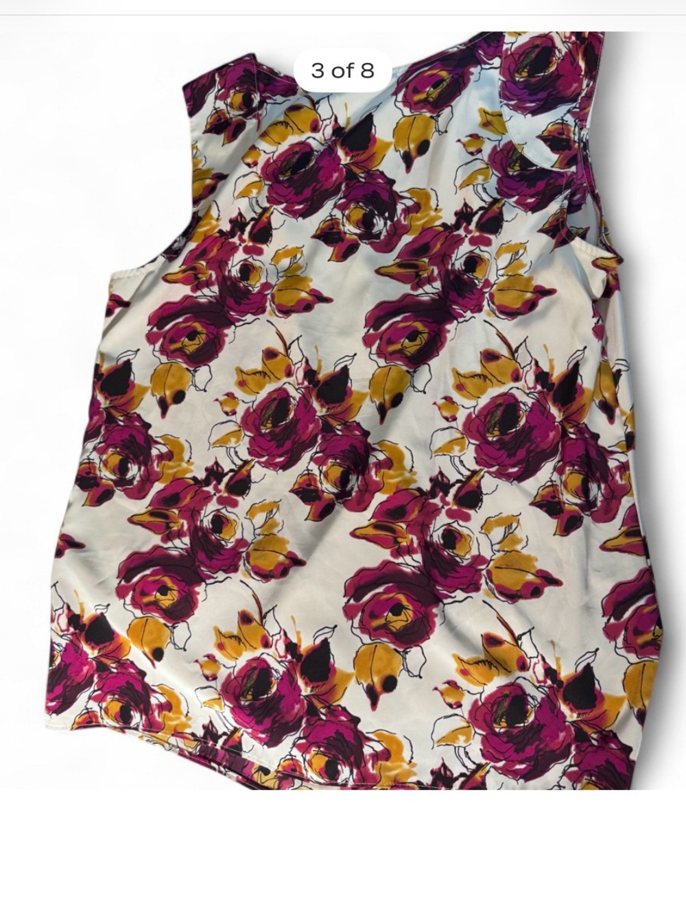 212 Collection Floral Sleeveless Camisole - White, Magenta & Mustard